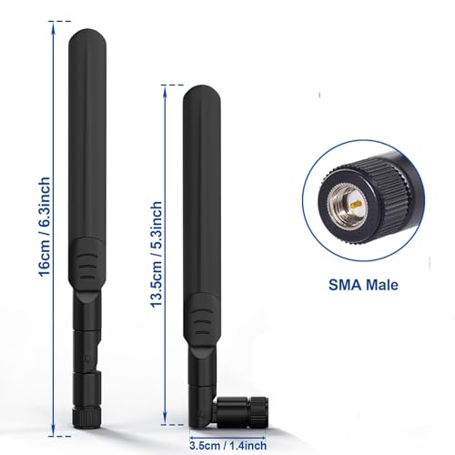 Dual Band Wifi 2.4Ghz 5Ghz 5.8Ghz 8Dbi Sma Male Antenna (2-Pack) For Wireless Vedio Security Ip Camera Recorder Surveillance Recorder Truck Trailer Rear View Backup Camera Reversing Monitor