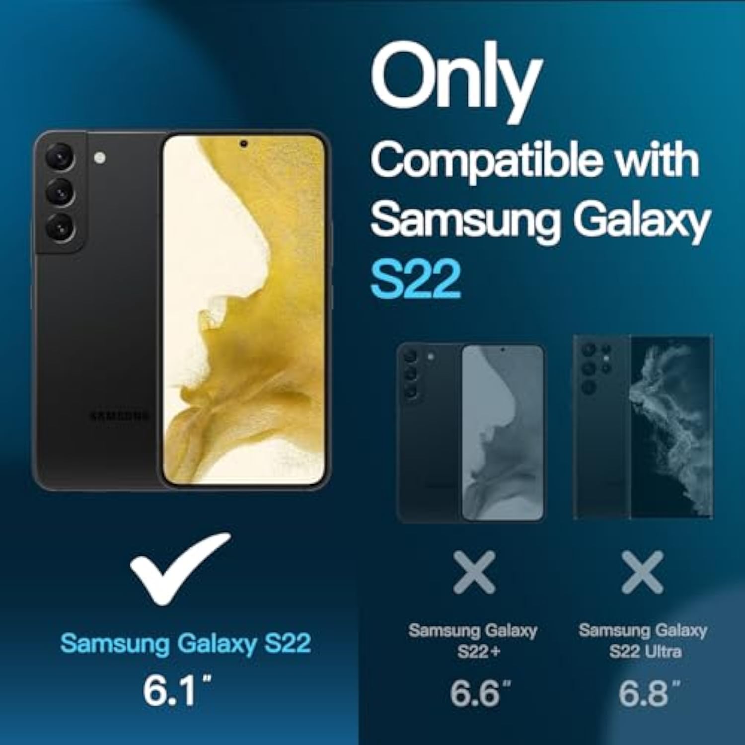JETech Screen Protector for Samsung Galaxy S22 5G 6.1-Inch, Tempered Glass Film with Easy Installation Tool, Fingerprint ID Compatible, HD Clear, 3-Pack