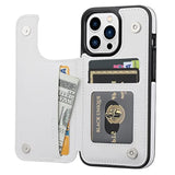 Wallet Case Compatible With Iphone 13 Pro 6.1",Slim Protective Case With Card Holder,Premium Pu Leather Kickstand Card Slots Case With 1 Screen Protective Glass For Iphone13Pro(6.1")-White