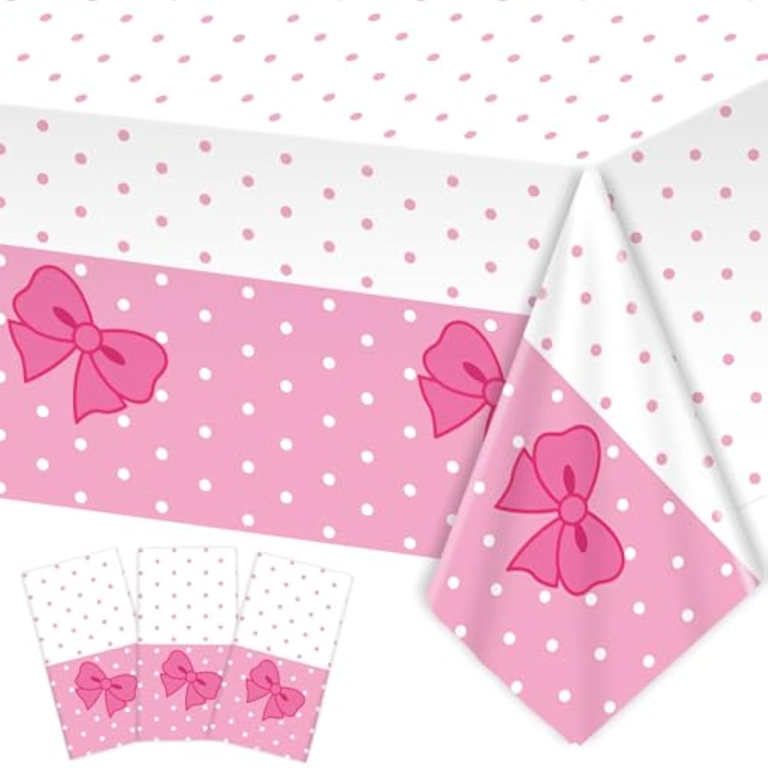 3 Pcs Pink Cat Tablecloths Cute Cat Party Decorations Cute Cartoon Theme Birthday Table Covers Pink Bow Wall Backdrop Plastic Disposable Rectangle For Baby Shower Birthday Party Supplies 54 X 108 Inch