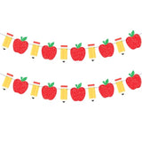 2-Pack Apple Pencil Garland Banner Pre-Strung Glitter Classroom and School Decor