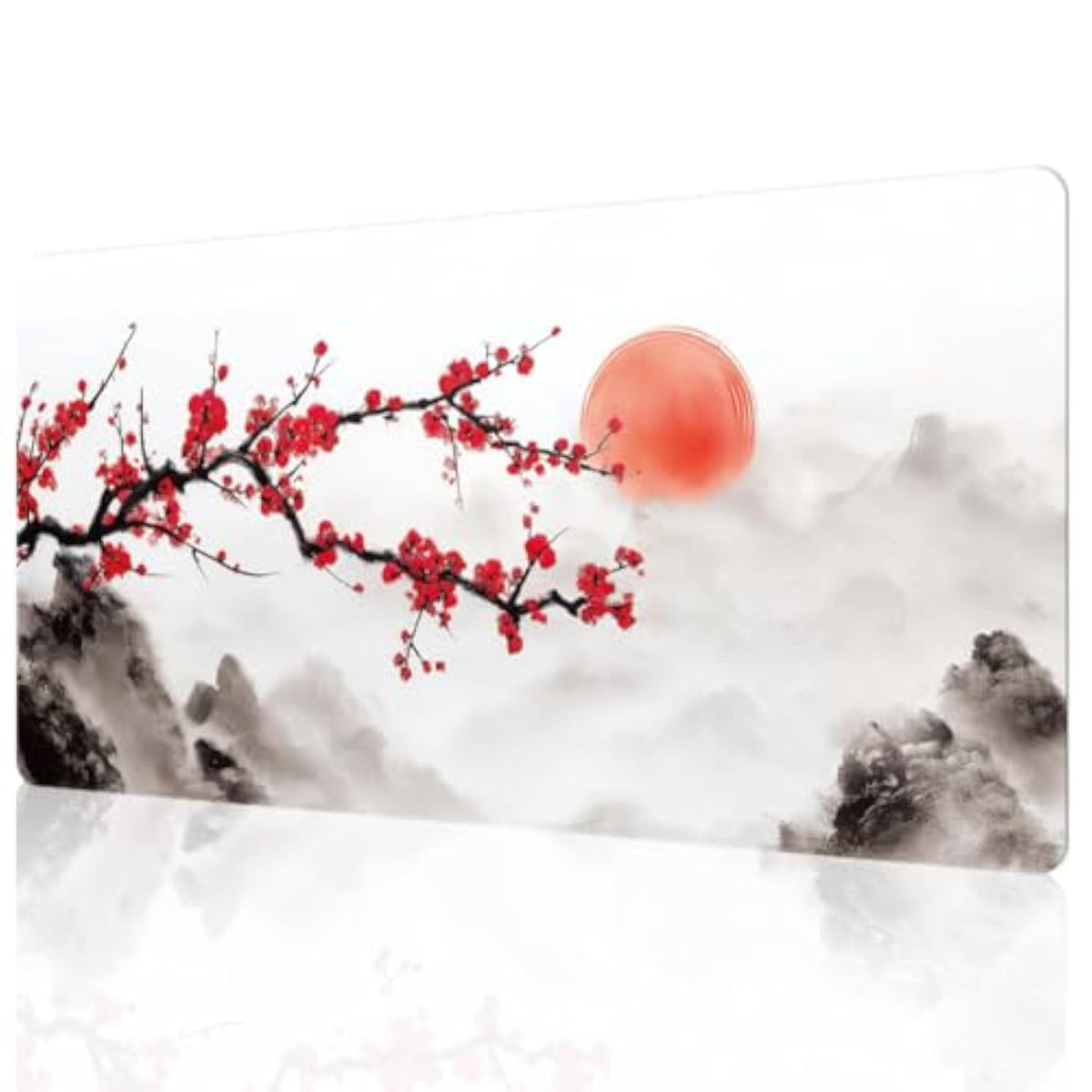 Large Cherry Blossom White Mouse Pad Non-Slip Big Extended Mousepad Waterproof Gaming Mouse Pad Oversized Keyboard Desk Protector For Home Office Laptop Desk 31.8" X 15.7"