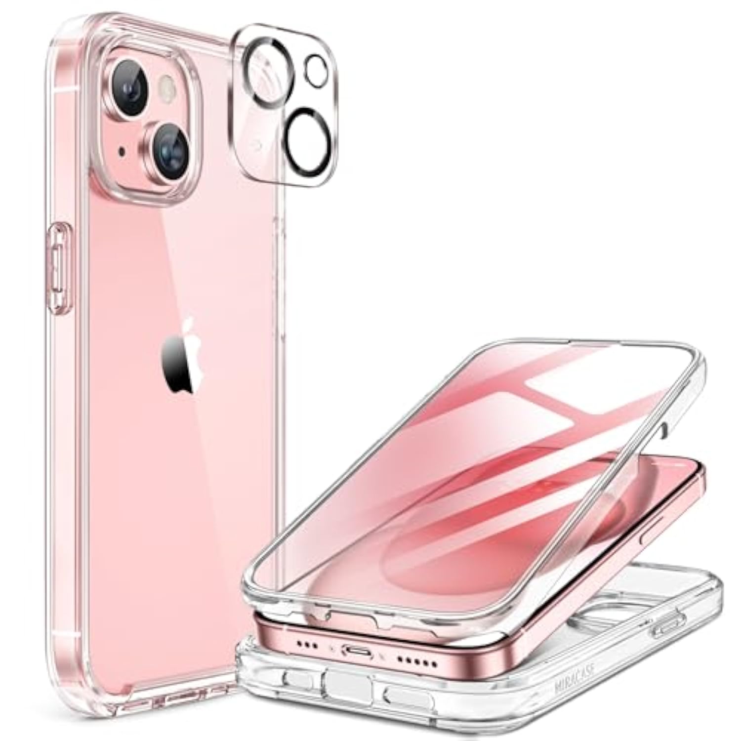 For Iphone 15 Case Clear Full-Body Built-In Glass Screen Protector &Camera Protector, Military Drop Proof 15 Phone Case 360 Degree Shockproof Protective Cover Bumper 6.1 Inch, Clear