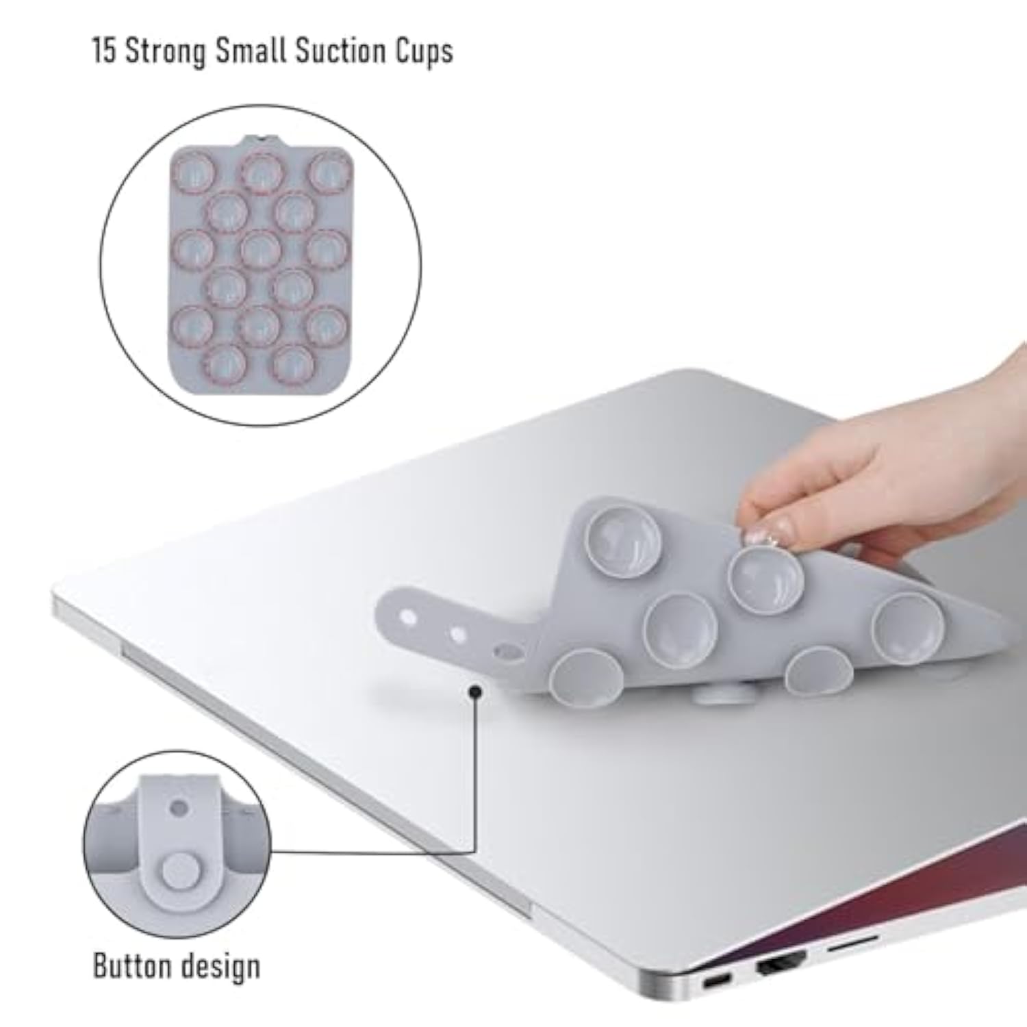 2 Pack Large Mouse Holder For Laptop Large Reusable Mouses Pouch With Powerful Suction Cup, No Residue Adhesive, Portable Silicone Mouse Bag For Office Home (Light Gray)