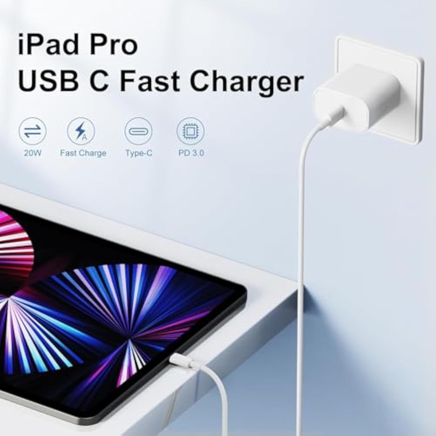 Genuine 20W Usb C Charger Block - 2 Pack Fast Charger For Iphone 15/16, Ipad Pro, Airpods, Samsung - 3 Pack 10Ft Usb-C Cable