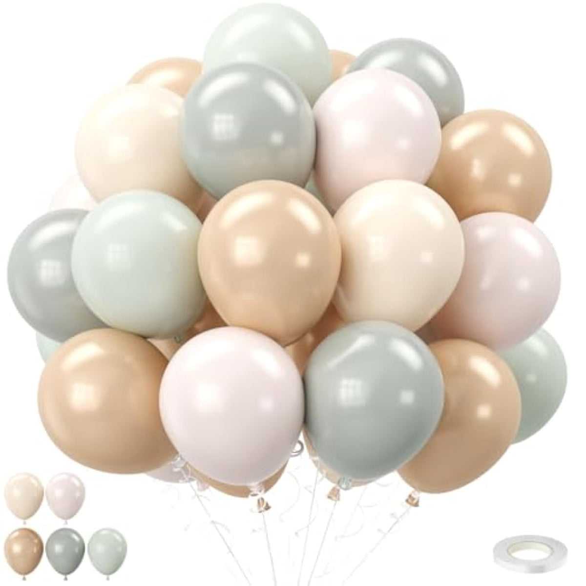 Dusty Green Neutral Balloon Set: Retro Party Decor