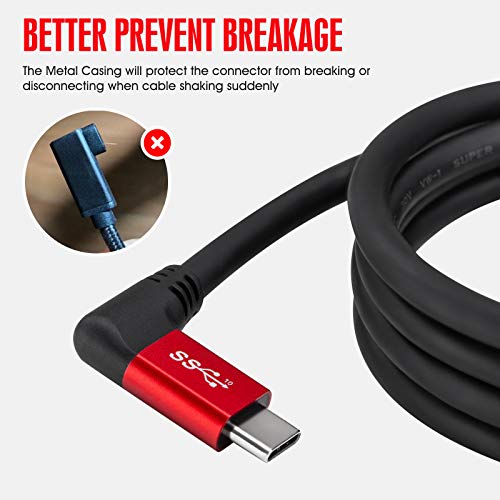 USB C to C Cable 100W [10ft], USB 3.1 C (Gen 2) Cable [Angled] with E-Marker, up to 100W PD Charging, 10Gbps Data, 4K Video, Compatible with USB C