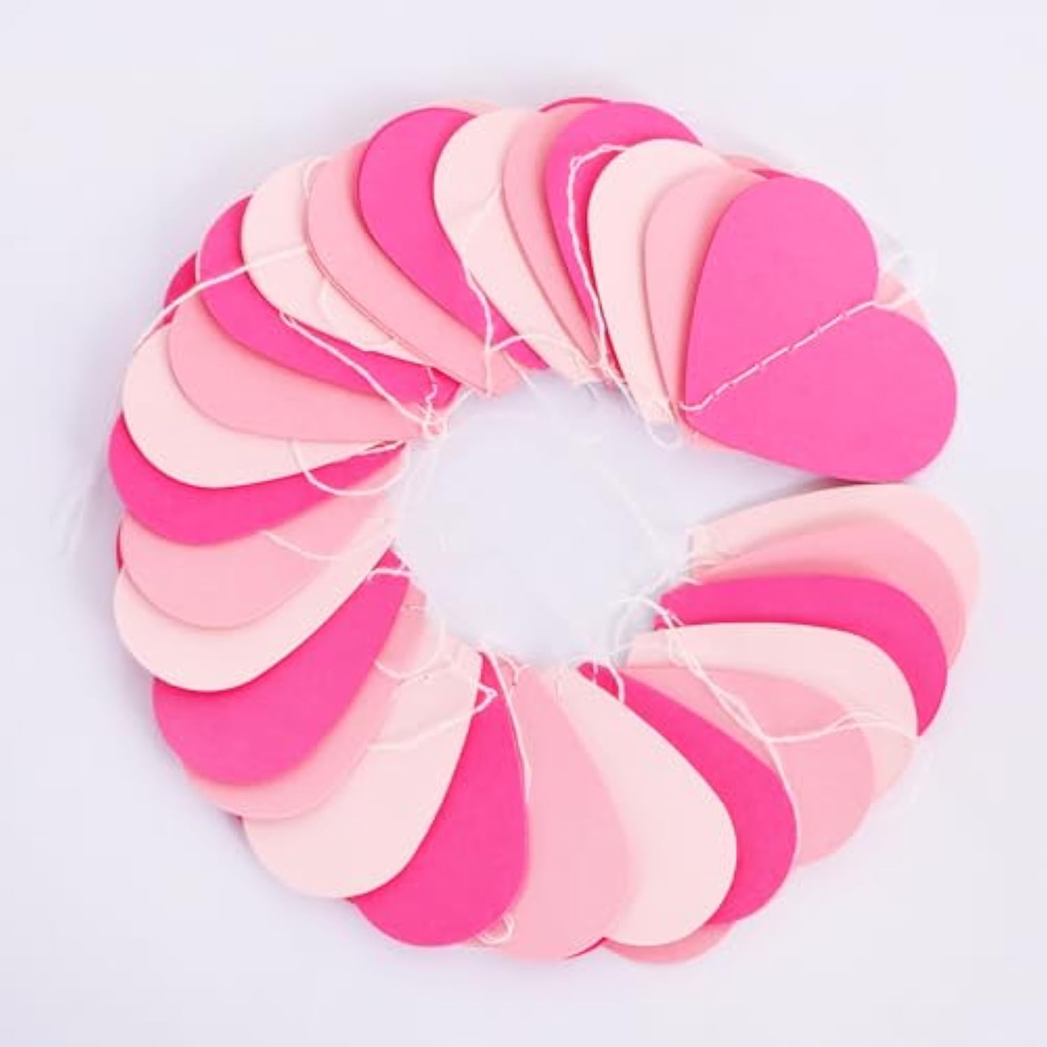 5 Packs Rose Pink 3D Love-Heart-Shaped Garland Hanging Banner For Galentine'S Day Anniversary Valentine'S Day Decoration Engagement Wedding Baby Bridal Shower Birthday Party Supplies(49Ft)