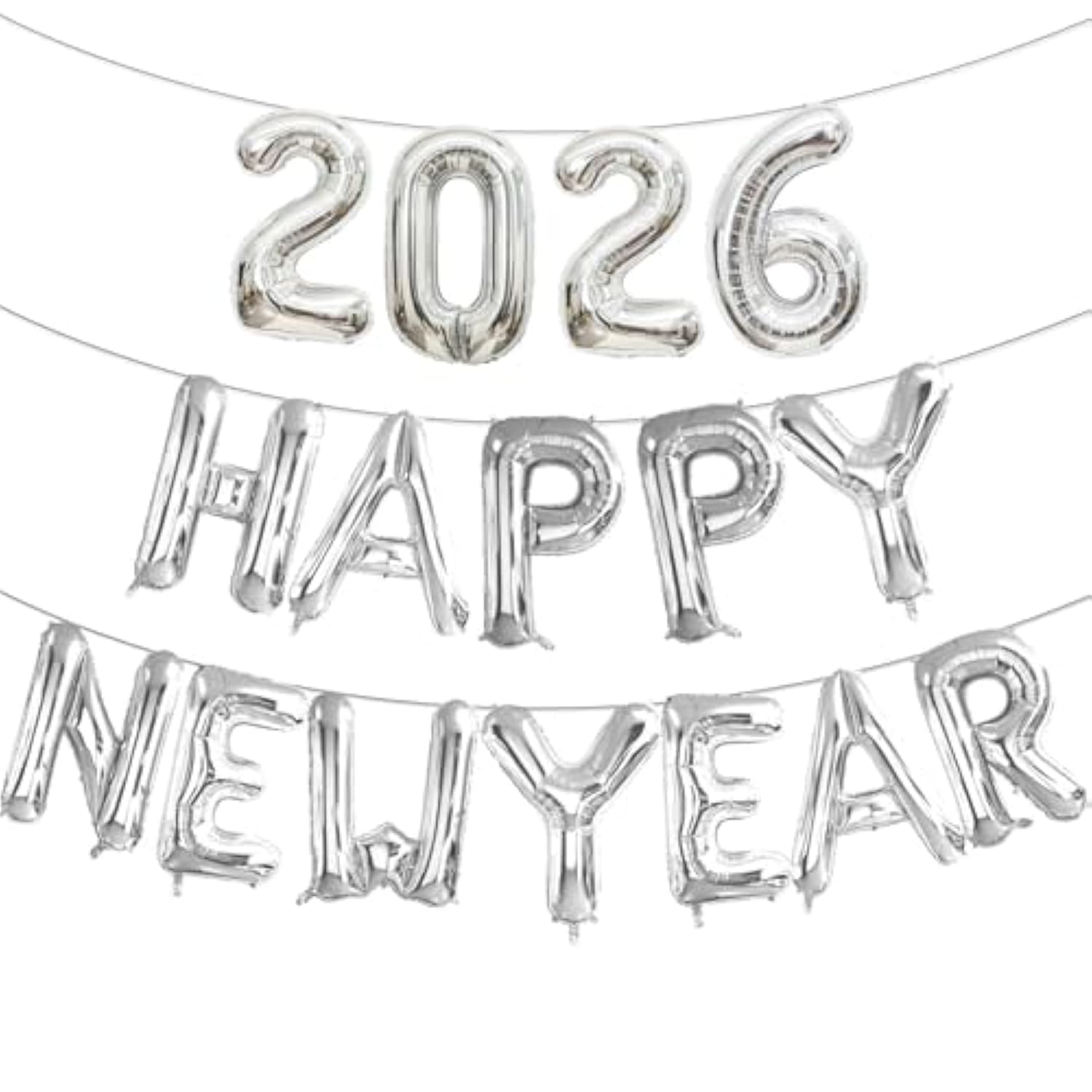 16inch Silver 2026 Happy New Year Foil Balloons Party Decor