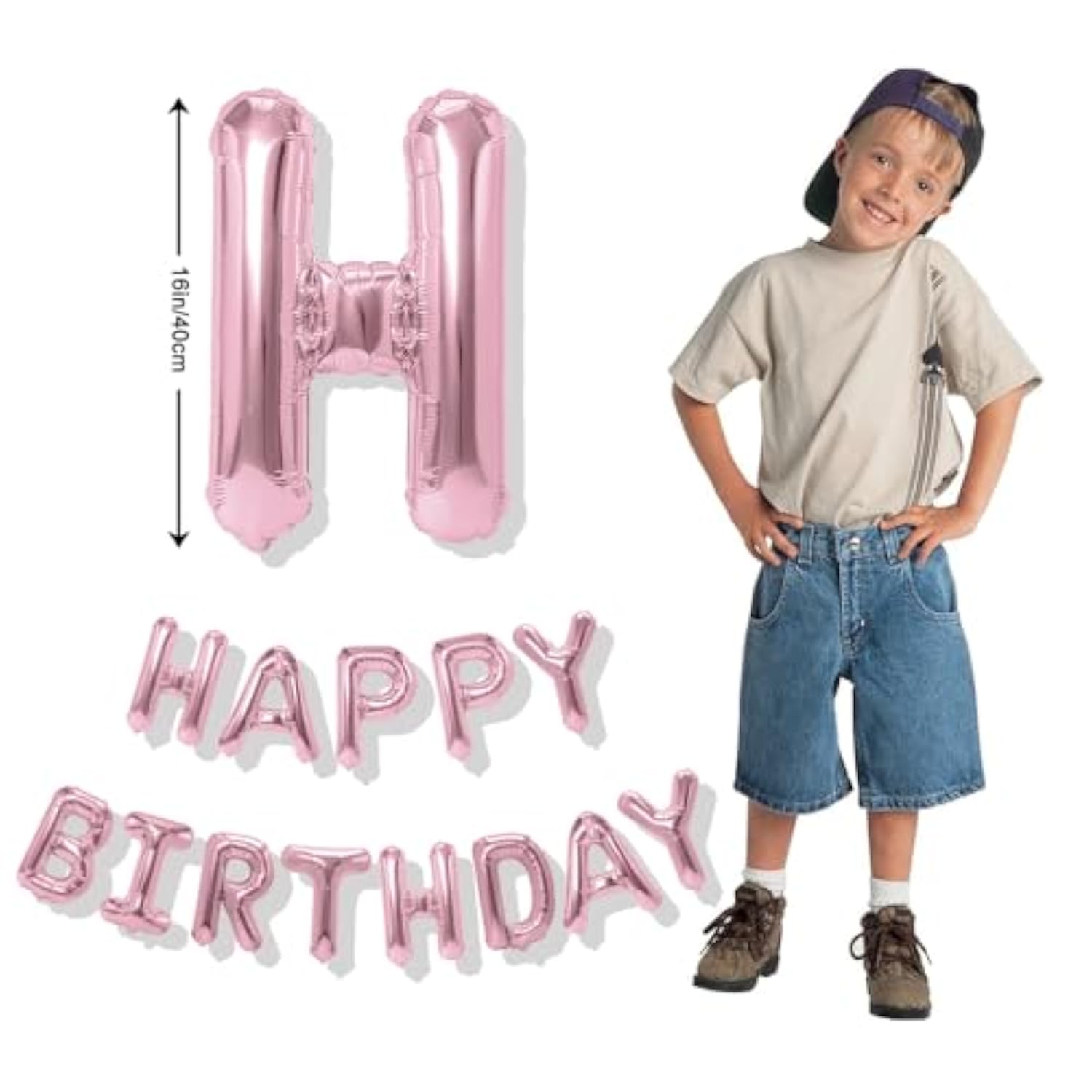 Pink Happy Birthday Banner - Balloons & Letters For Birthday Decor