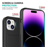Card Holder Slot Case Compatible With Apple Iphone 15 6.1 Inches 2023, Phone Wallet Case With 1 Tempered Glass Screen Protector, Rubber & Pc Bumper Cover For Women Men, Black
