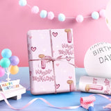 1St Birthday Wrapping Paper Girls, Hearts And Pink Number 1 Balloons Happy Birthday Design, 1 Year Old, Mini Roll, 17 Inches X 16.4 Feet, Perfect For Girls' Birthday Party Gifts