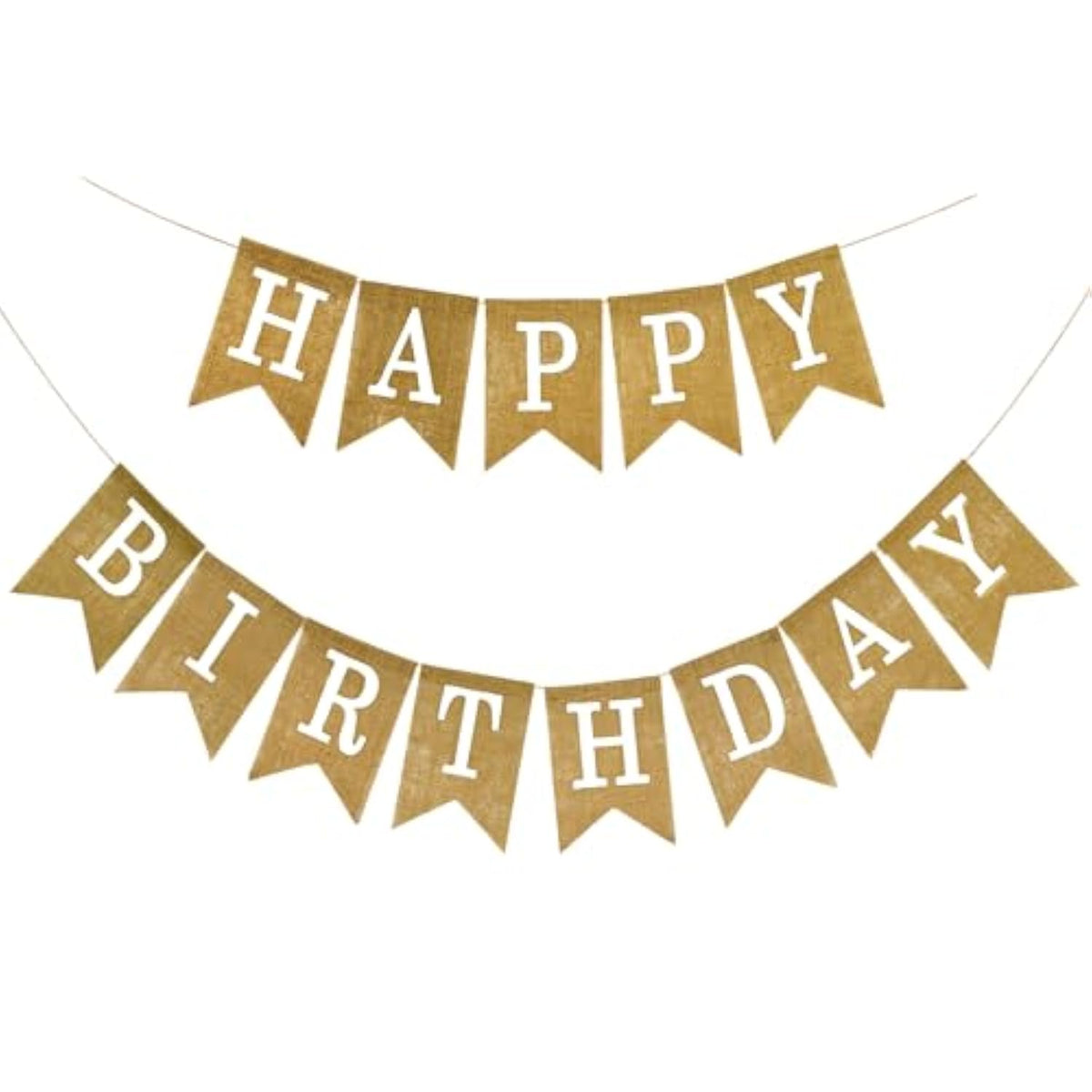 Happy Birthday Banner Pre-Strung Burlap Birthdays Banners For Birthday Party Outdoor Or Indoor Decoration, Rustic