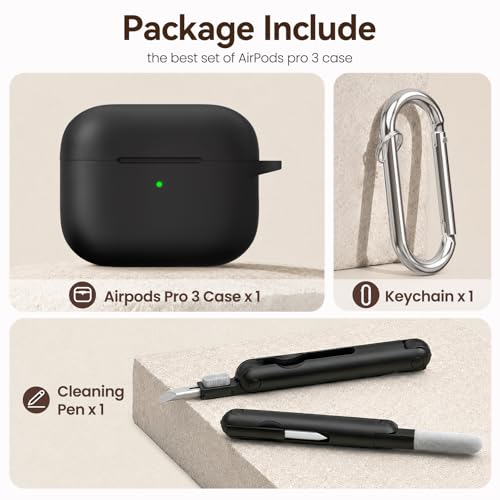 for AirPods Pro 3 Case (2025),Soft Silicone Protective Cover Compatible with  AirPods Pro 3rd Generation Case with Cleaning Kit for Women