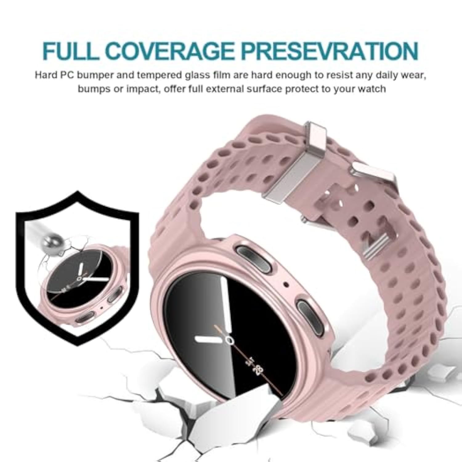[6+6Pack Screen Protector Case For Samsung Galaxy Watch 8 40Mm, Bubble Free Anti-Fog Tempered Glass Film And Waterproof Hard Pc Protective Bumper No Water Collected Protective Cover Set