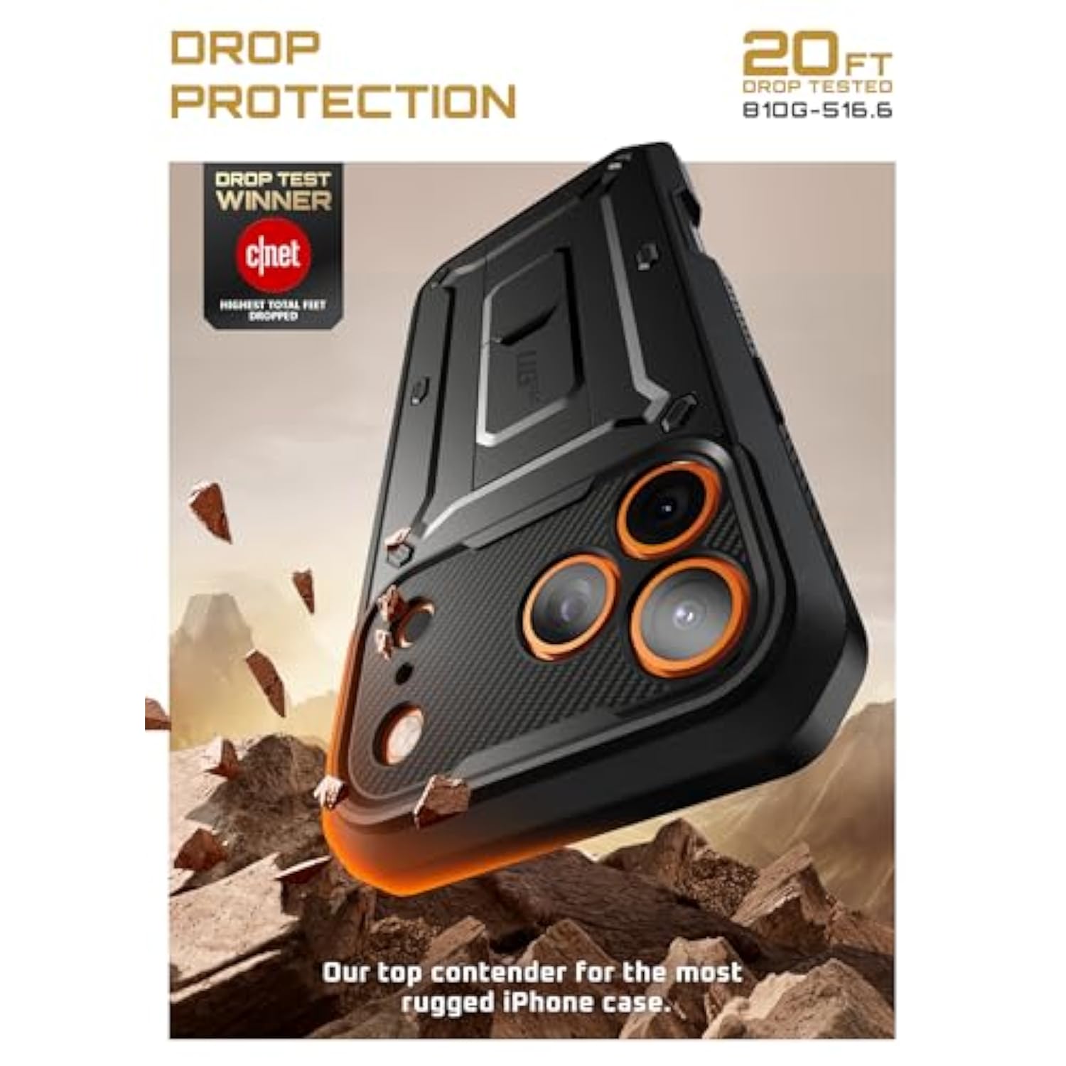 SUPCASE for iPhone 17 Pro Max Case with Camera Control Button (Unicorn Beetle Pro), [Built-in Kickstand & Screen Protector] [Military-Grade Protection] Full Body Heavy Duty Phone Case, Black