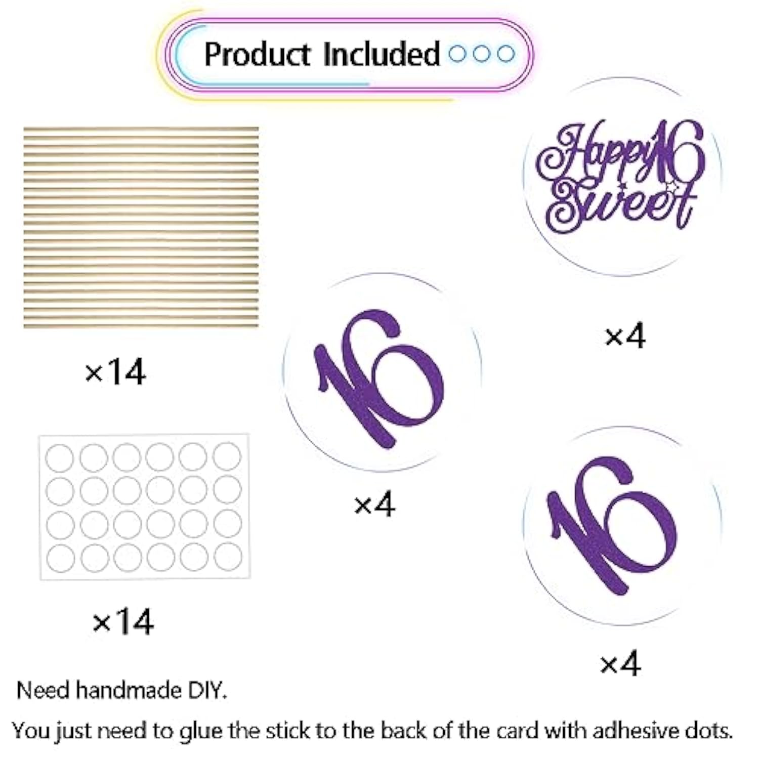 Happy Sweet 16Th Centerpiece Sticks, Happy 16Th Birthday Cake Topper,