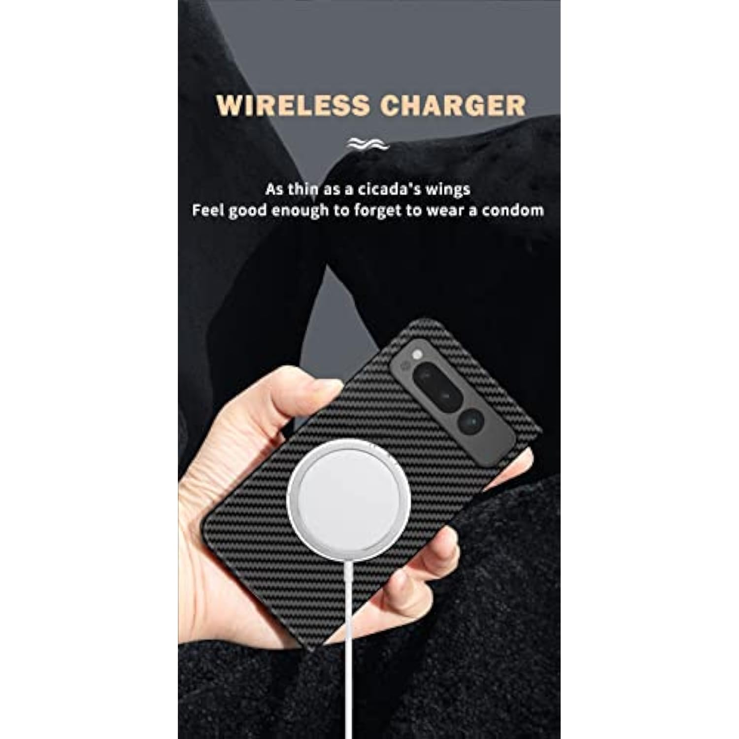 Magnetic Case For Google Pixel Fold Case Compatible With Magsafe Charger Carbon Fiber Slim Ultra Thin Aramid Fiber Anti-Scratch Shockproof Phone Case, Black&Red