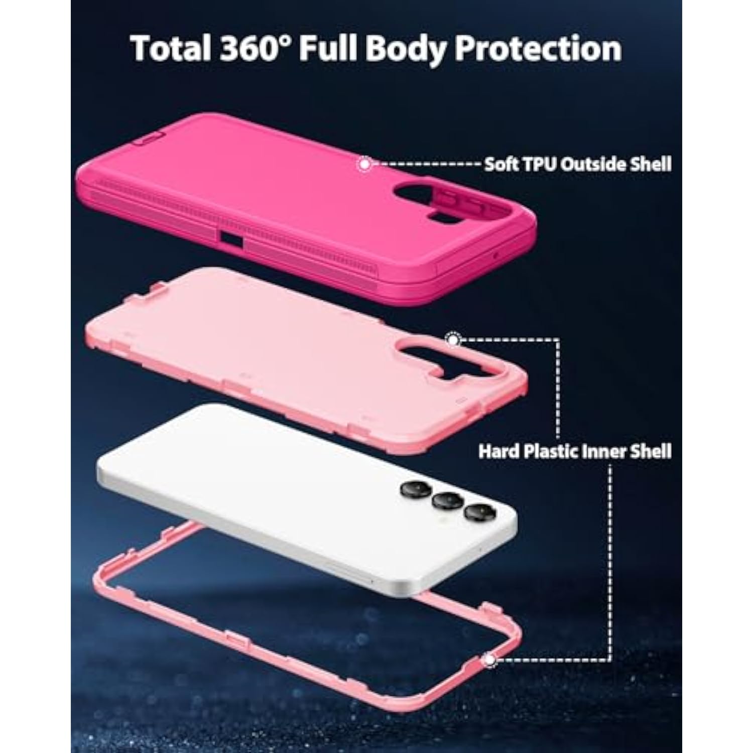 Case For Samsung Galaxy A16 5G, Heavy Duty & Rugged Protective Dual-Layer Shockproof Drop Protection With Port Anti-Dust/Scratch Matte Phone Cases Bumper Back Cover For Samsung A16 6.7?, Pink