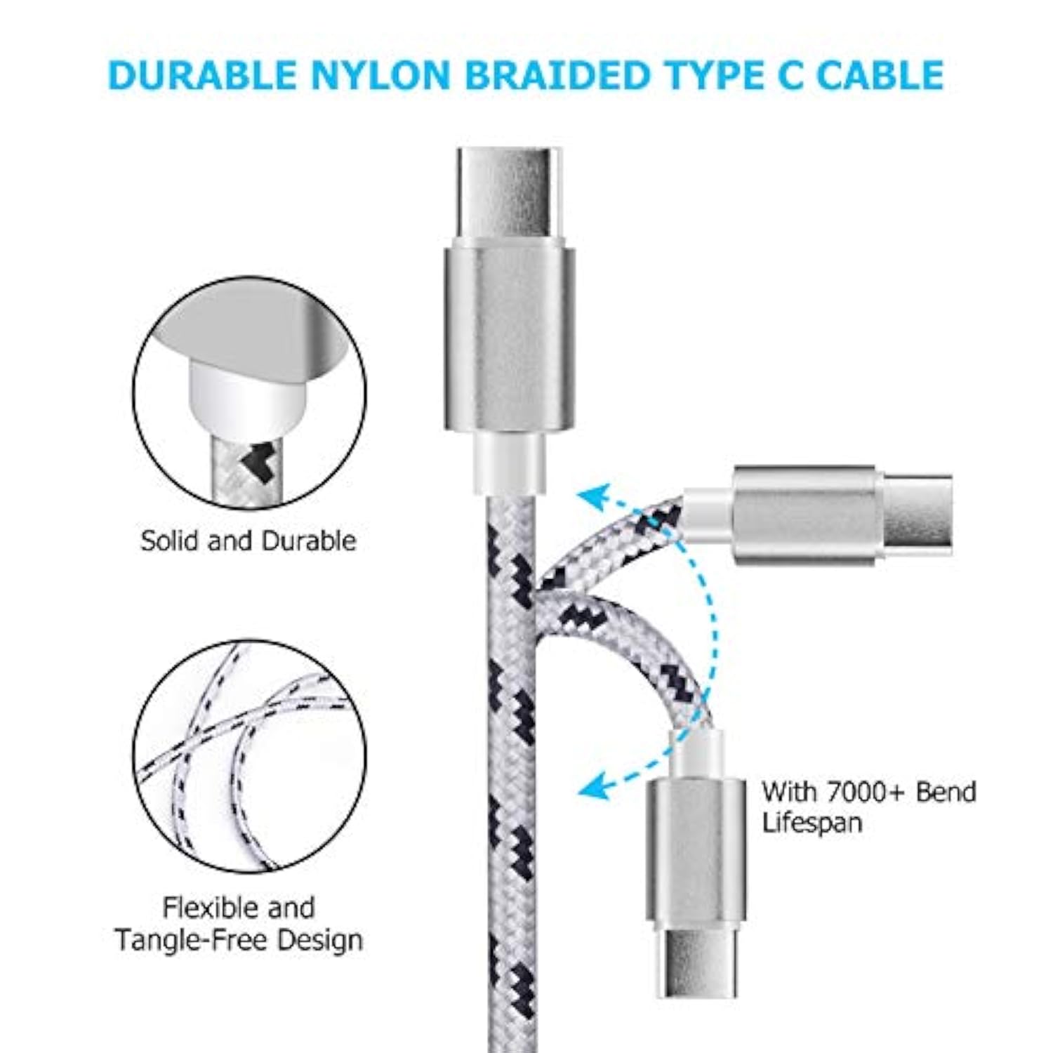 2 Charging Cable,15Ft 2Pack Usb Type C Cable,Extra Long Fast Charger Braided Cord, Usb C-A Charging Cable For Samsung Galaxy S9/S8 Plus/Note 8,Pixel Xl,Lg V30/V20/G7/G6/G5,Google Pixel