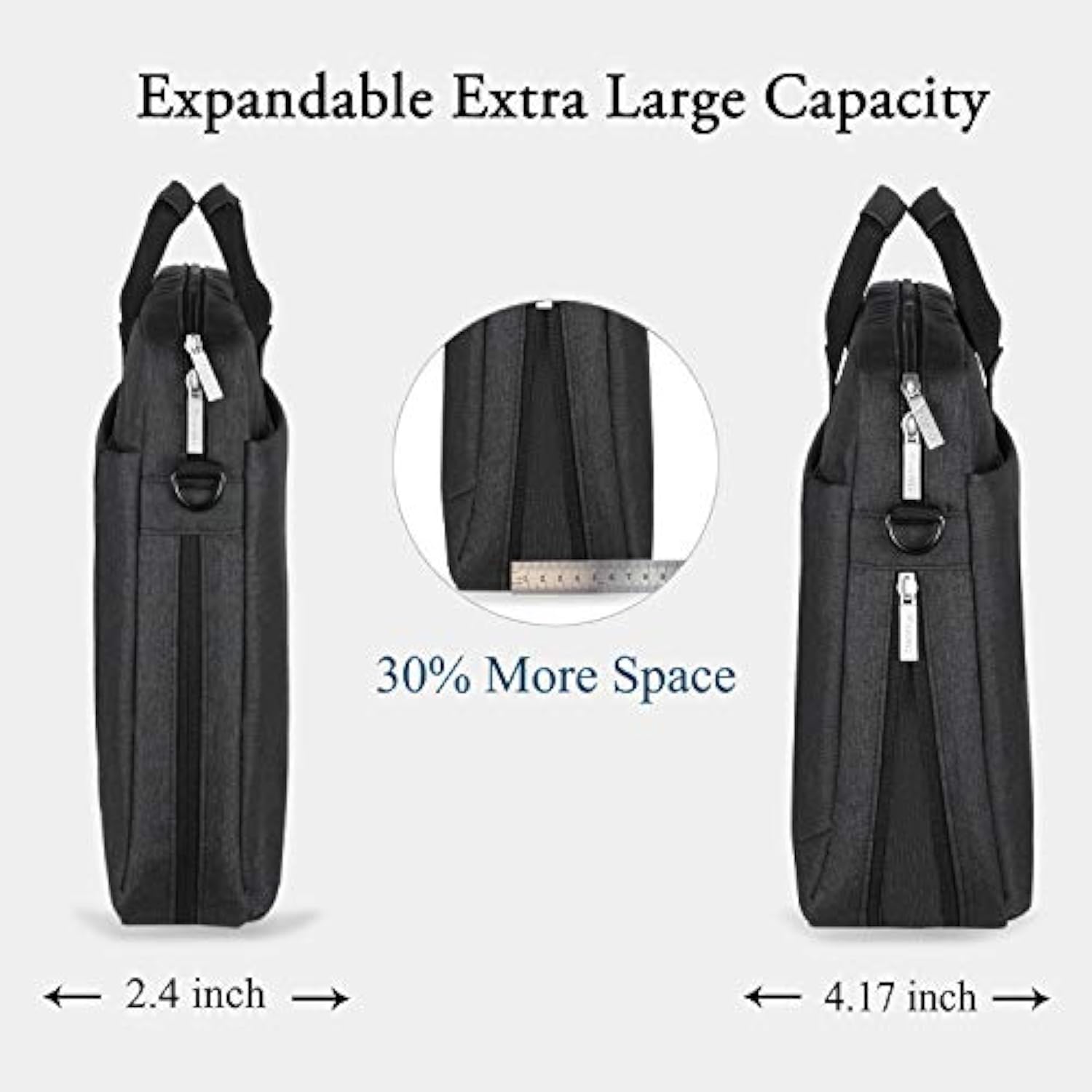 Voova Laptop Bag Case 17 17.3 Inch Computer Sleeve Messenger Bag with Shoulder Strap Expandable Waterproof Large Capacity Business Briefcase for Work Travel Fit 17-18” Laptop, Men Women, Black