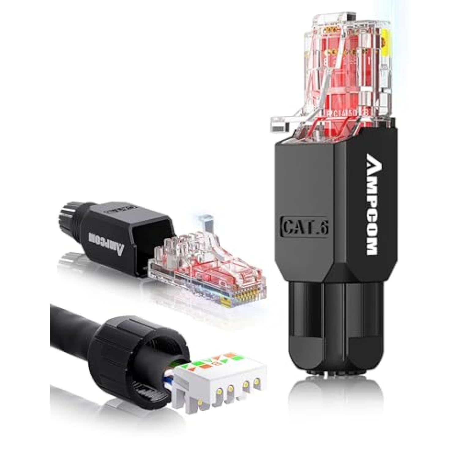 Cat6 Tool Free Rj45 Connector Utp Field Termination Modular Plug For 23-26 Awg