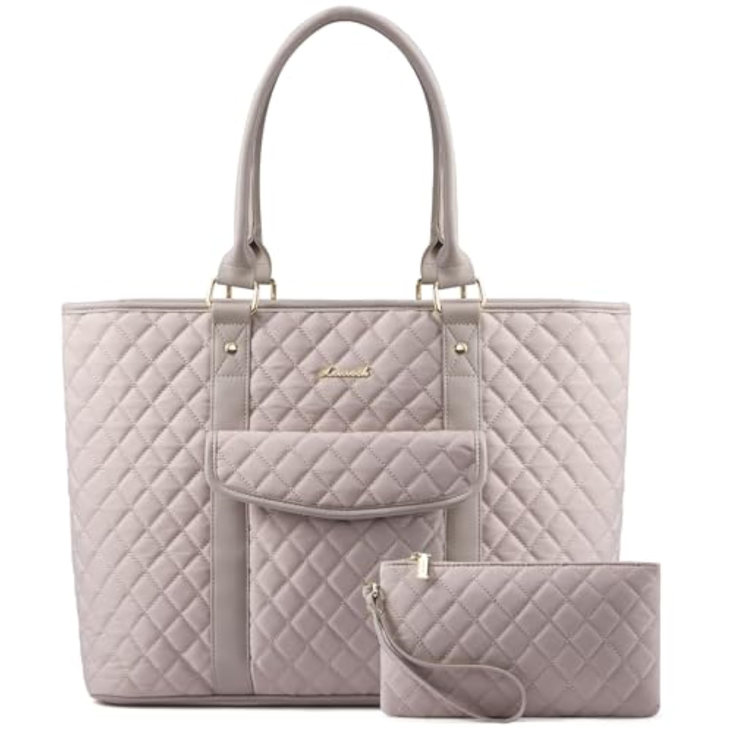 Laptop Bag For Women With Cup Holder?Waterproof Work Tote Fits For 15.6 Inch Computer,Quilted Laptop Tote Bag Features A Luggage Sleeve For Easy Carrying.Professional Laptop Purse In Nude