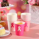 150 Pcs 8.5 oz Breast Cancer Awareness Paper Cups Pink Ribbon Supplies Bulk