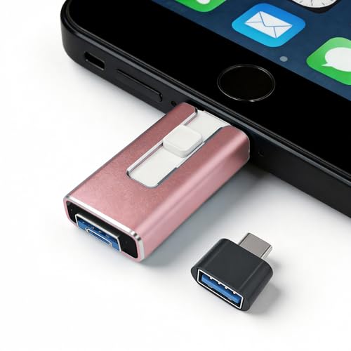 Flash Drive For Phone 256Gb, 4 In 1 Photo Stick With Stable Chip, External Storage Compatible With Phone Pad Pro Air, Android (Otg), Mac Pc, Memory Stick For Photos Docs Backupblue
