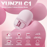 Yunzll C1 Silicone Wireless Mouse, Tri-Mode 2.4G/Usb-C/Bluetooth Mouse, 4800 Dpl Optical Tracking, 6 Adjustment Levels,Customize Mice For Laptop, Computer, Ipad, Macbook (Pink)