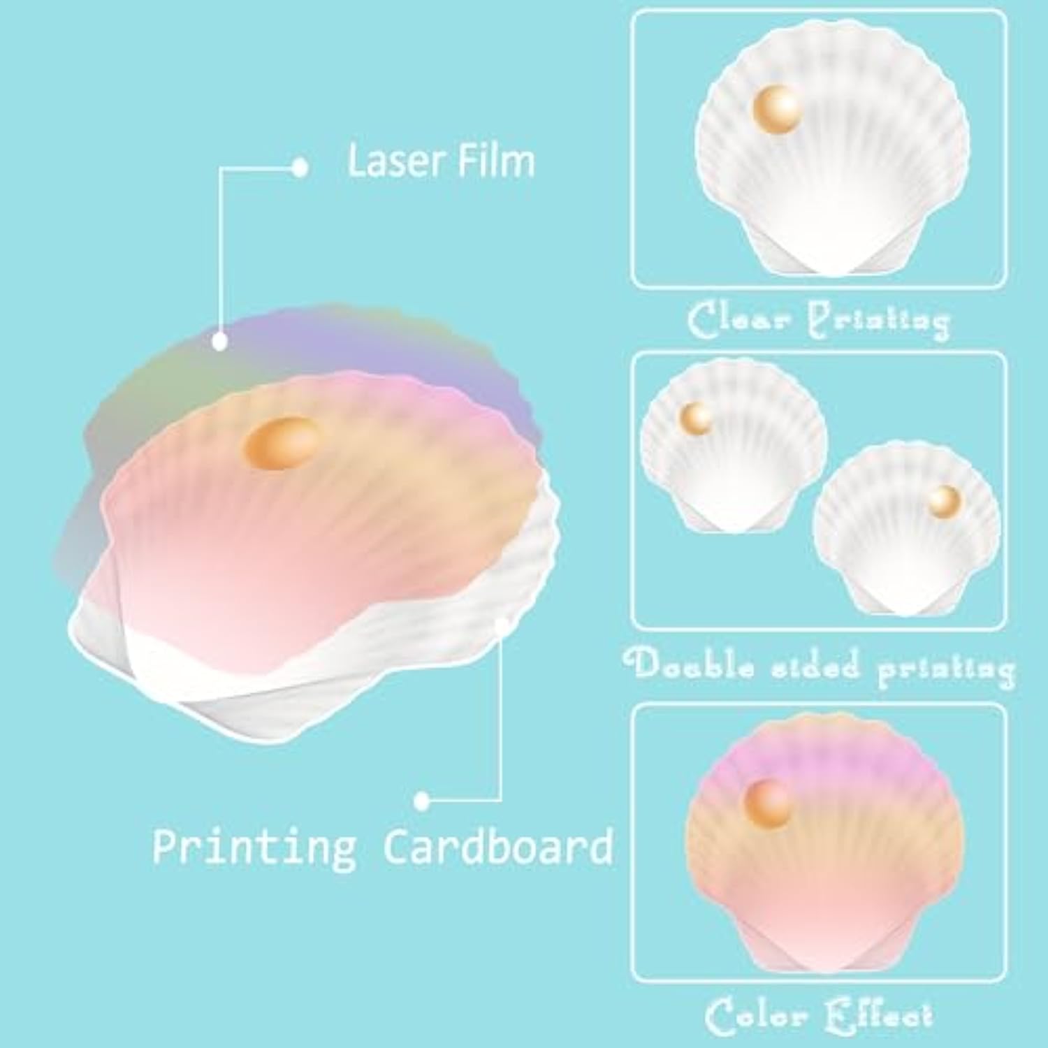 Beach Seashell Starfish Garlands 8Pcs Coastal Nautical Decorations Ocean Seashell Starfish Paper Pre-Strung Garland Banner Birthday Party Decor For Mermaid Theme Baby Shower Wedding Supplies