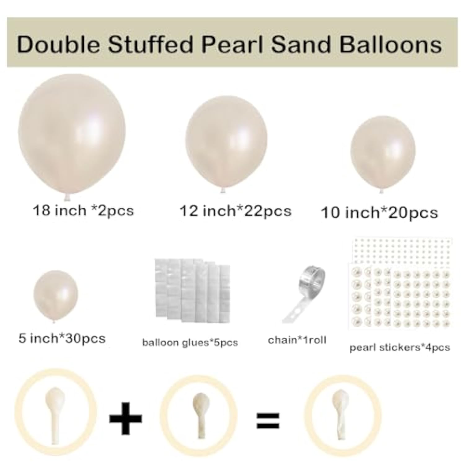 Pearl White Balloon Arch Kit with Double-Stuffed Balloons & Stickers