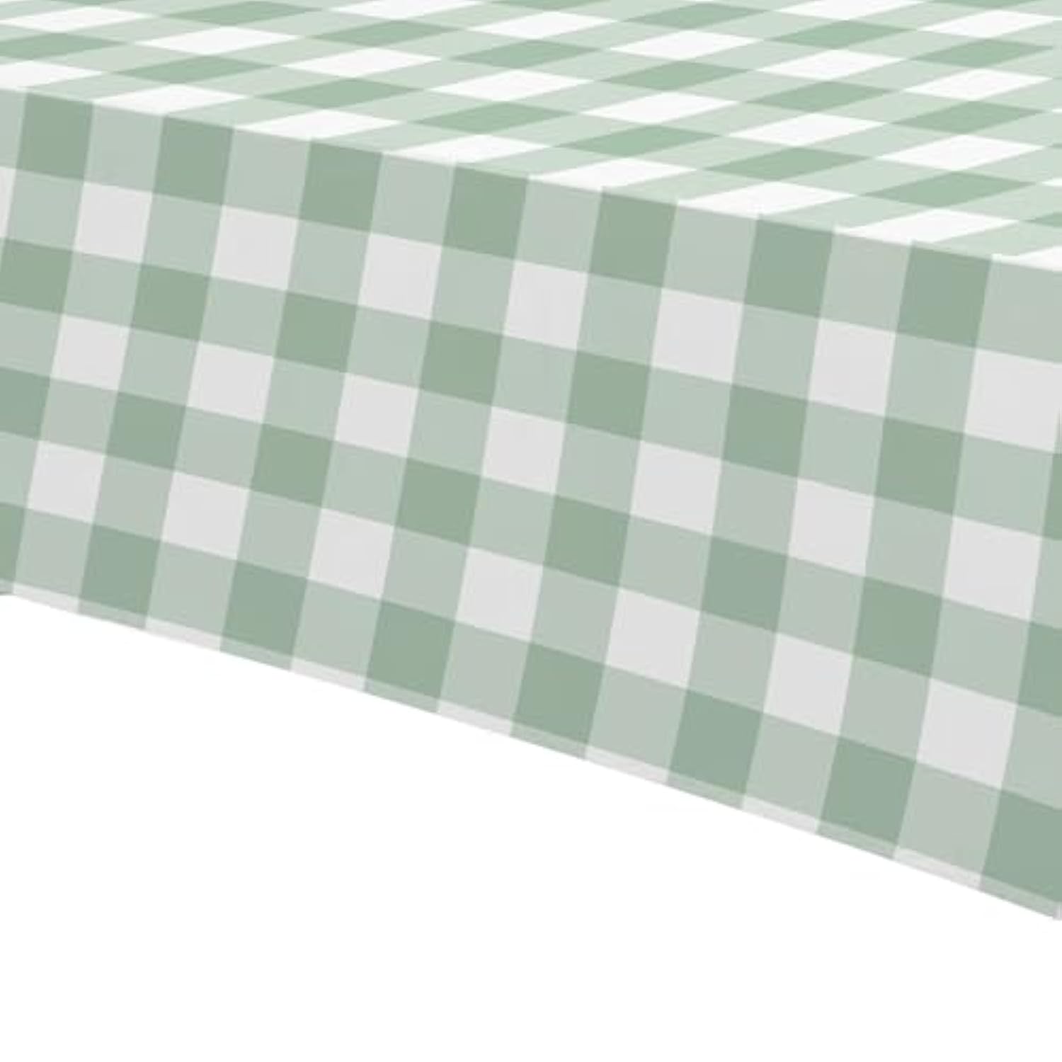 Sage Green Gingham Party Tablecloth Decorations, 3 Pack Green Checkered Disposable Plaid Party Supplies Tablecover, For Birthday Baby Shower Bridal Wedding, 55In X 86In