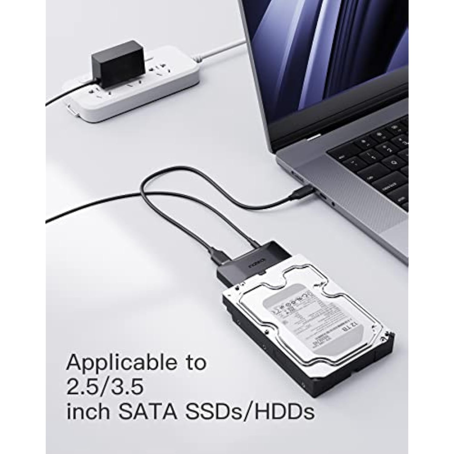 Inateck SATA to USB 3.2 Gen 2 Adapter, Hard Drive Adapter Cable for 2.5/3.5 In