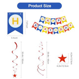 Happy Birthday Banner With 12Pcs Stars Hanging Swirls Garland Party Decorations Sets For Kids Girls Birthday Party Supplies
