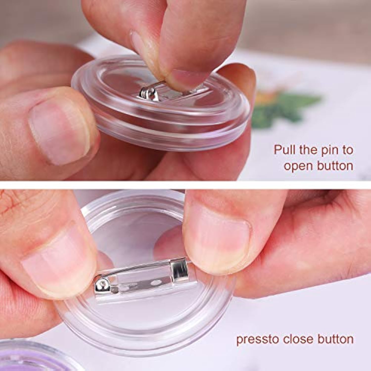 50 Pack Acrylic Design Button Badge Clear Button Pin Badges Kit For Cr