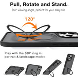 Magnetic Stand For Iphone 16 Pro Max Case With Privacy Screen Protector & Full Camera Cover,[20Ft Protection] 360° Spin Magnetic Ring Shockproof Phone Case With Magsafe For Iphone 16 Promax,Black