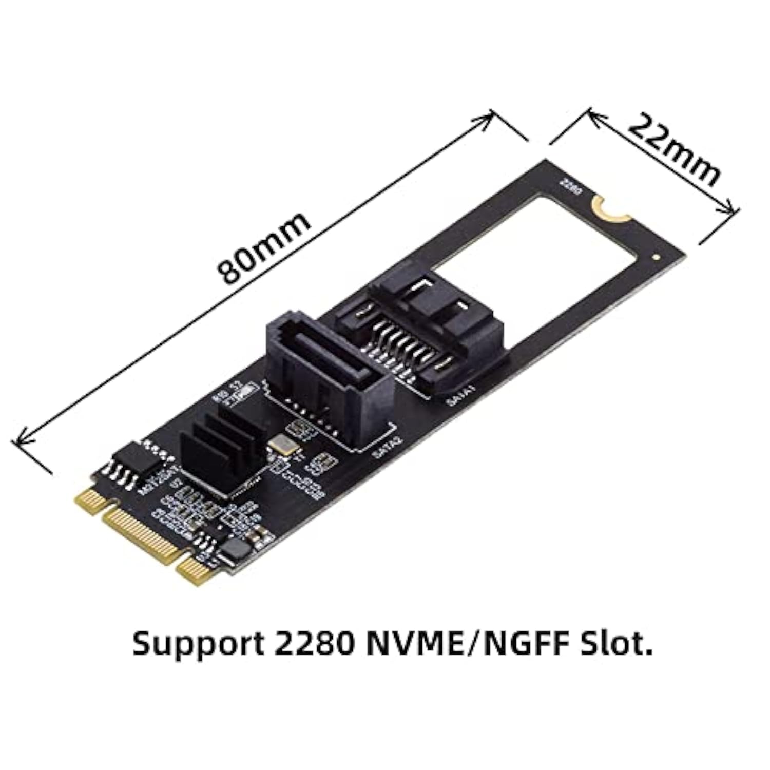Ngff Key B+M Pci Express To Sata 3.0 6Gbps Dual Ports Vertical Horizontal Adap