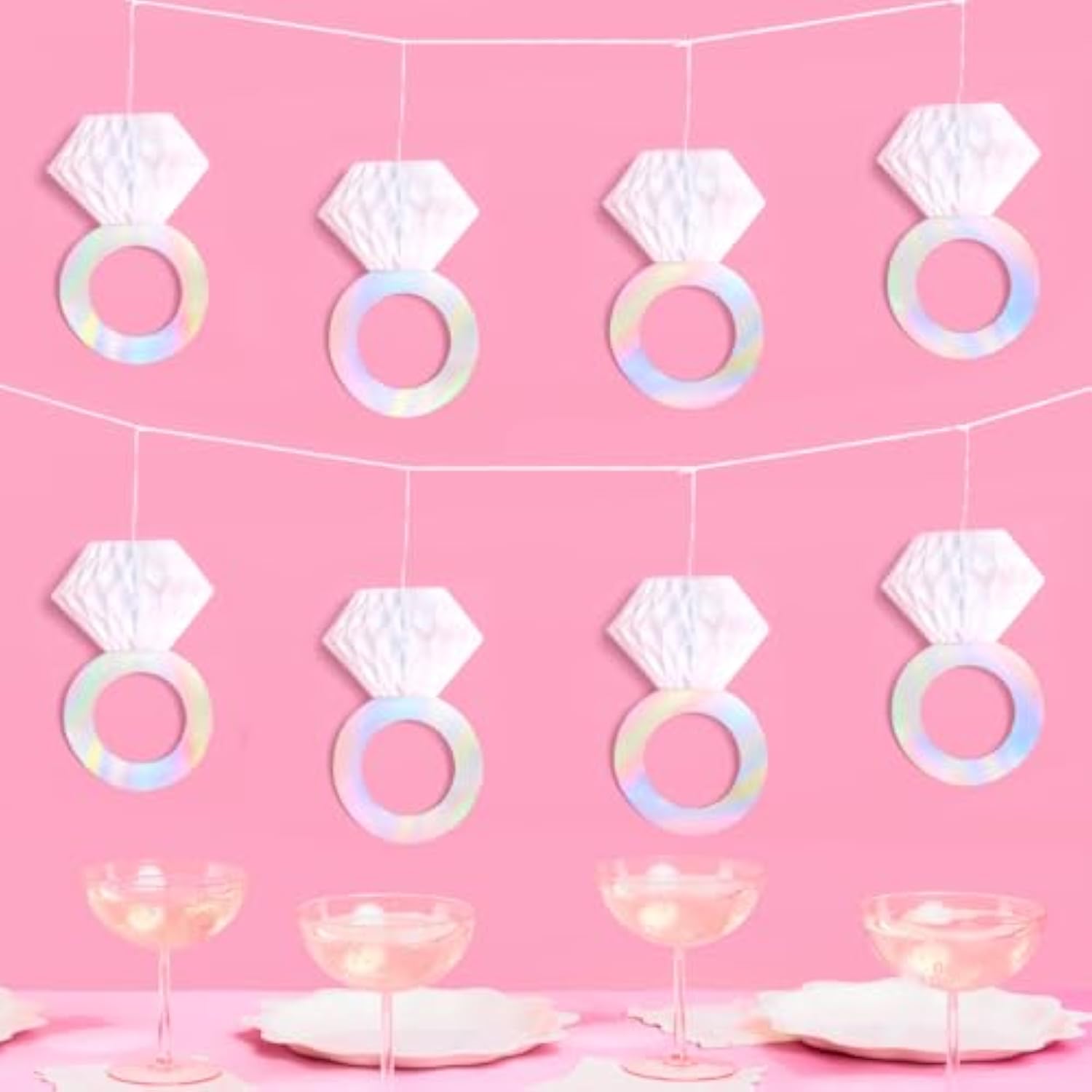 Diamond Ring 3D Banner - 5 Ft. | Engagement Party Decoration, Tying The Knot Proposal Decor, Bachelorette Backdrop, Just Married, Bridal Shower, She Said Yes