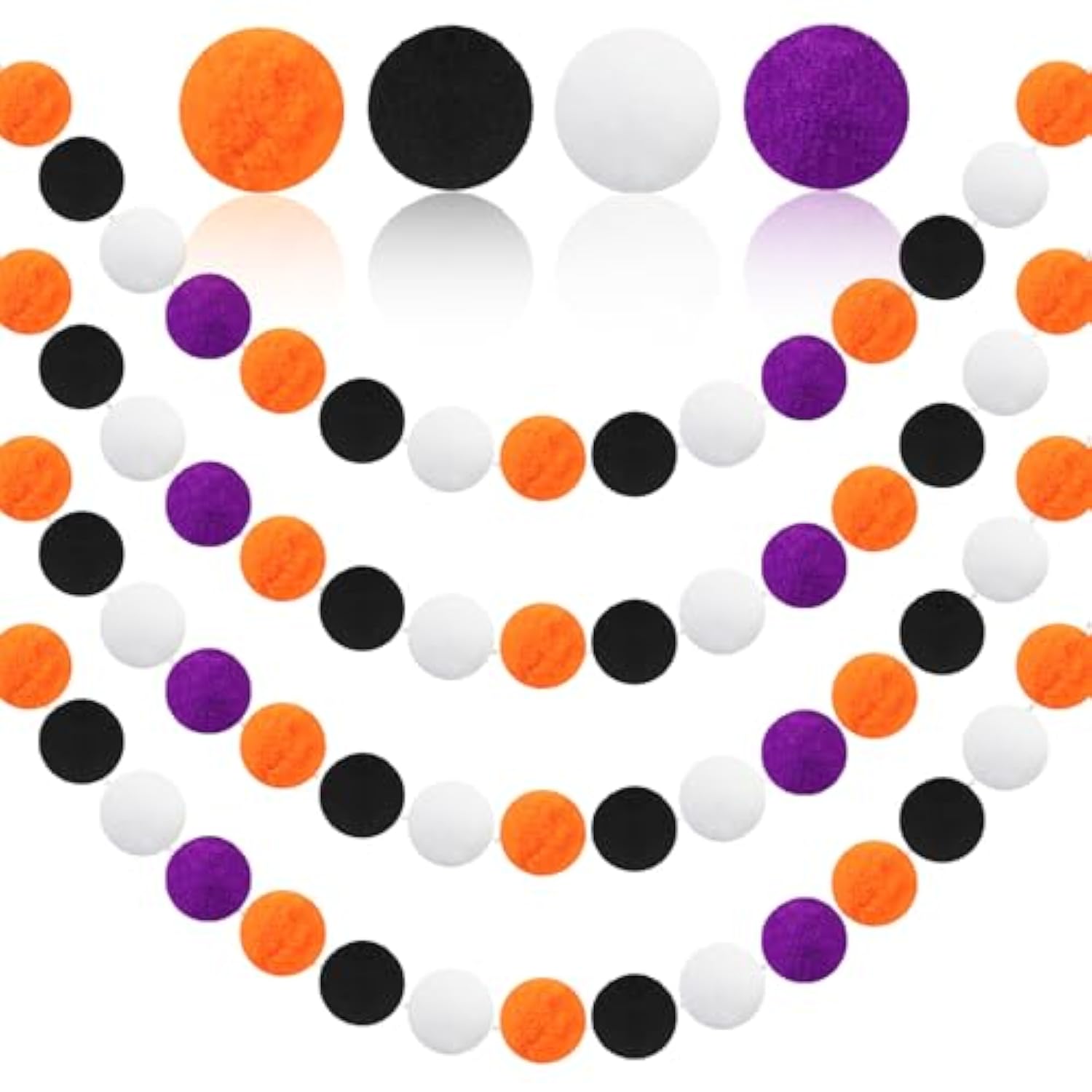 4 Pack 26.3FT Halloween Felt Ball Garlands Black Orange White Purple Pom Decor