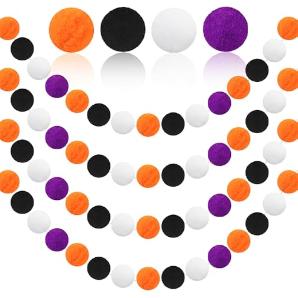 4 Pack 26.3FT Halloween Felt Ball Garlands Black Orange White Purple Pom Decor