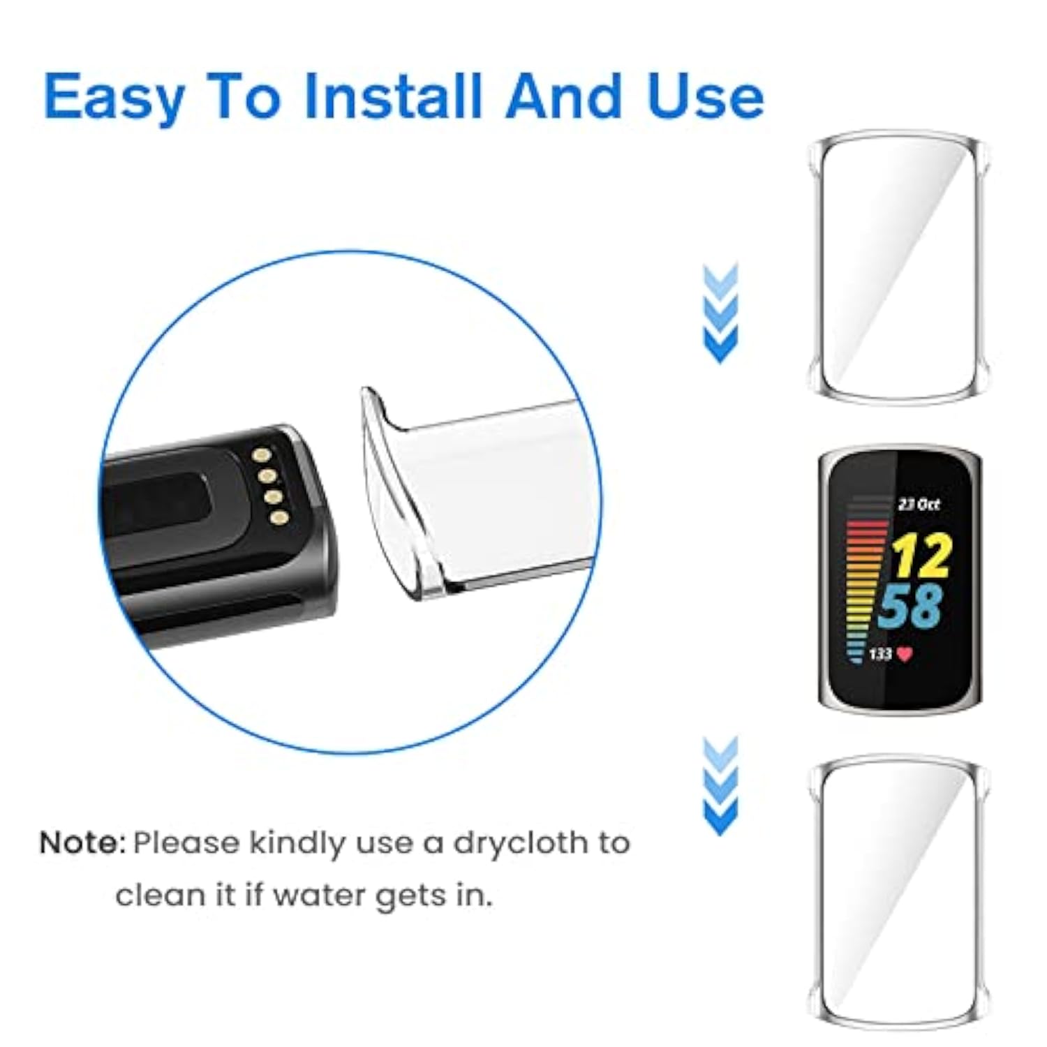 Fintie 4Pack Case Compatible With Fitbit Charge 6/5 (Not For Charge 4/3), Fullaround Screen Protector Tpu Case Cover Bumper Shell Accessories, Clear