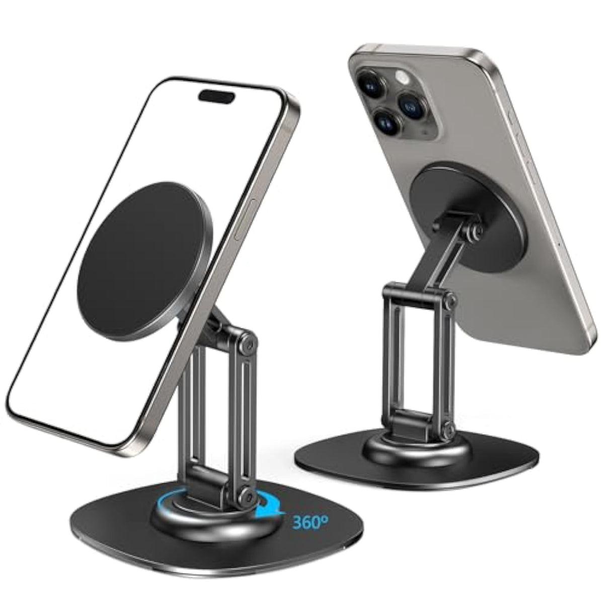 Magnetic Phone Stand, Magsafe Iphone Stand Holder For Desk With 360° Rotating Metal Base, Foldable Cell Phone Stand Compatible With Iphone 16 15 14 13 12 Pro Max And Magsafe Case