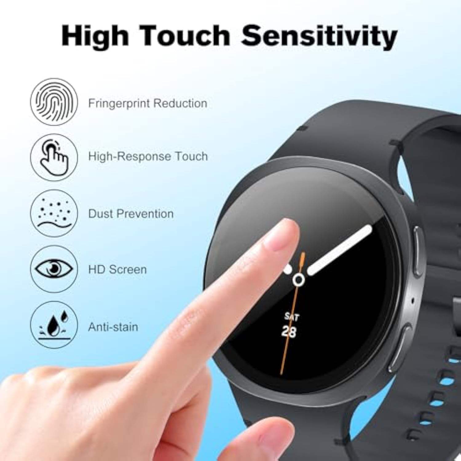 FINTIE 2 Pack Tempered Glass Screen Protector Compatible with Samsung Galaxy Watch 8 44mm 2025 with Auto-alignment Installation Frame