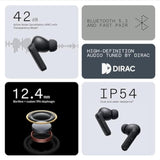 Cmf Buds Wireless Bluetooth Earbuds, 42Db Noise Cancelling Earbuds, Dirac Hd Audio, 35.5H Playtime, Bt5.3, Ip54 Waterproof, 4Hd Mics Wireless Headphones For Iphone & Android (Dark Grey)