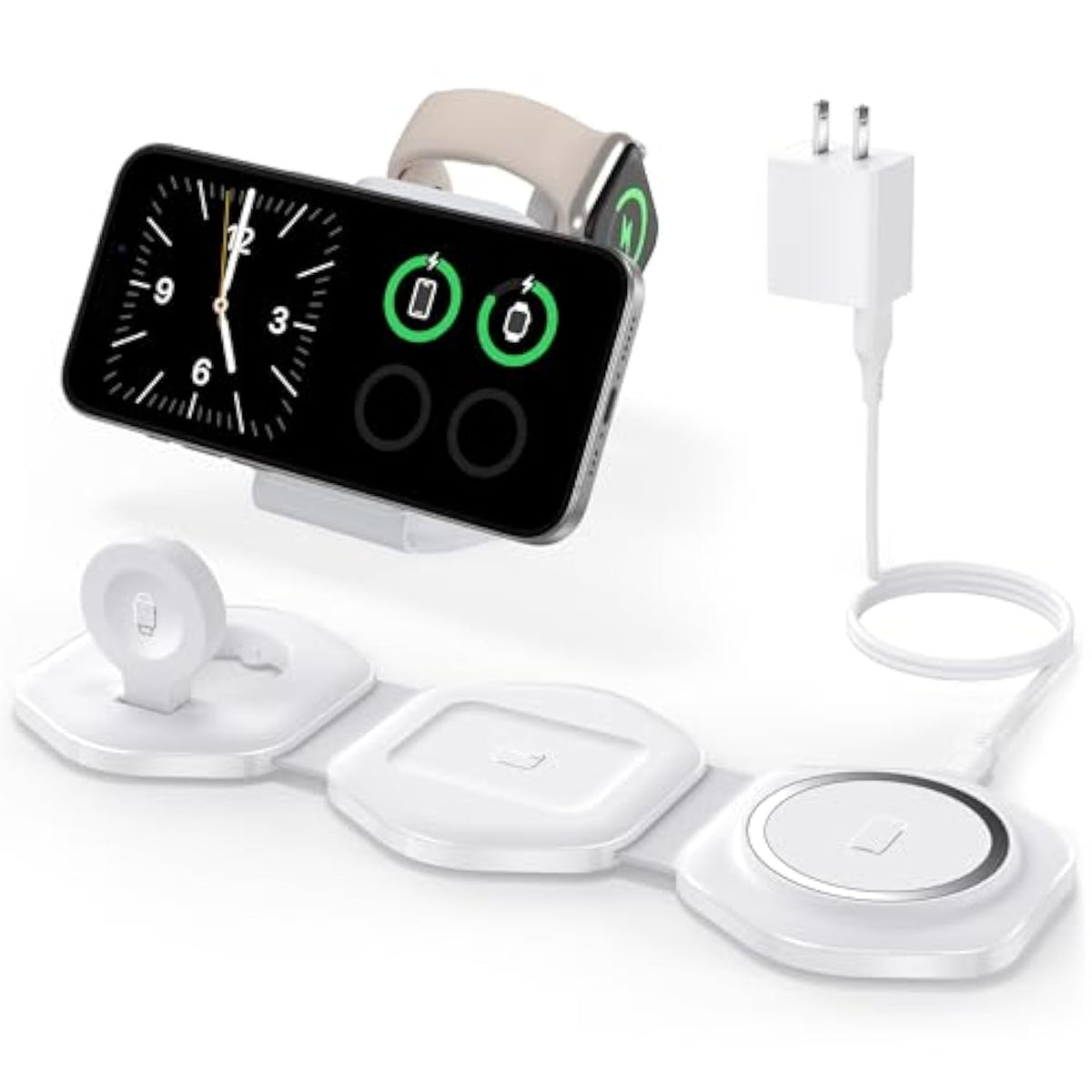 3 In 1 Wireless Charging Station For Apple Multiple Devices, Foldable Magnetic Fast Travel Charger, Compatible With Magsafe Iphone 16 15 14 13 12 Apple Watch & Airpod, Gift For Women