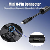 USB Charging Cable Compatible with Nikon Coolpix L830 S3300 S3000 Fujifilm FinePix JX650 JX660 AX500 AX550 J10 J26 Mini 8-Pin UC-E6 UC-E16 UC-E17