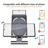 Fast Wireless Charger - Metal Foldable And Adjustable Wireless Charging Stand For Iphone 16 15 14 13 12, Samsung Galaxy S25 S24 S23 S22 S21 Ultra/Plus And Android Phones, Space Grey