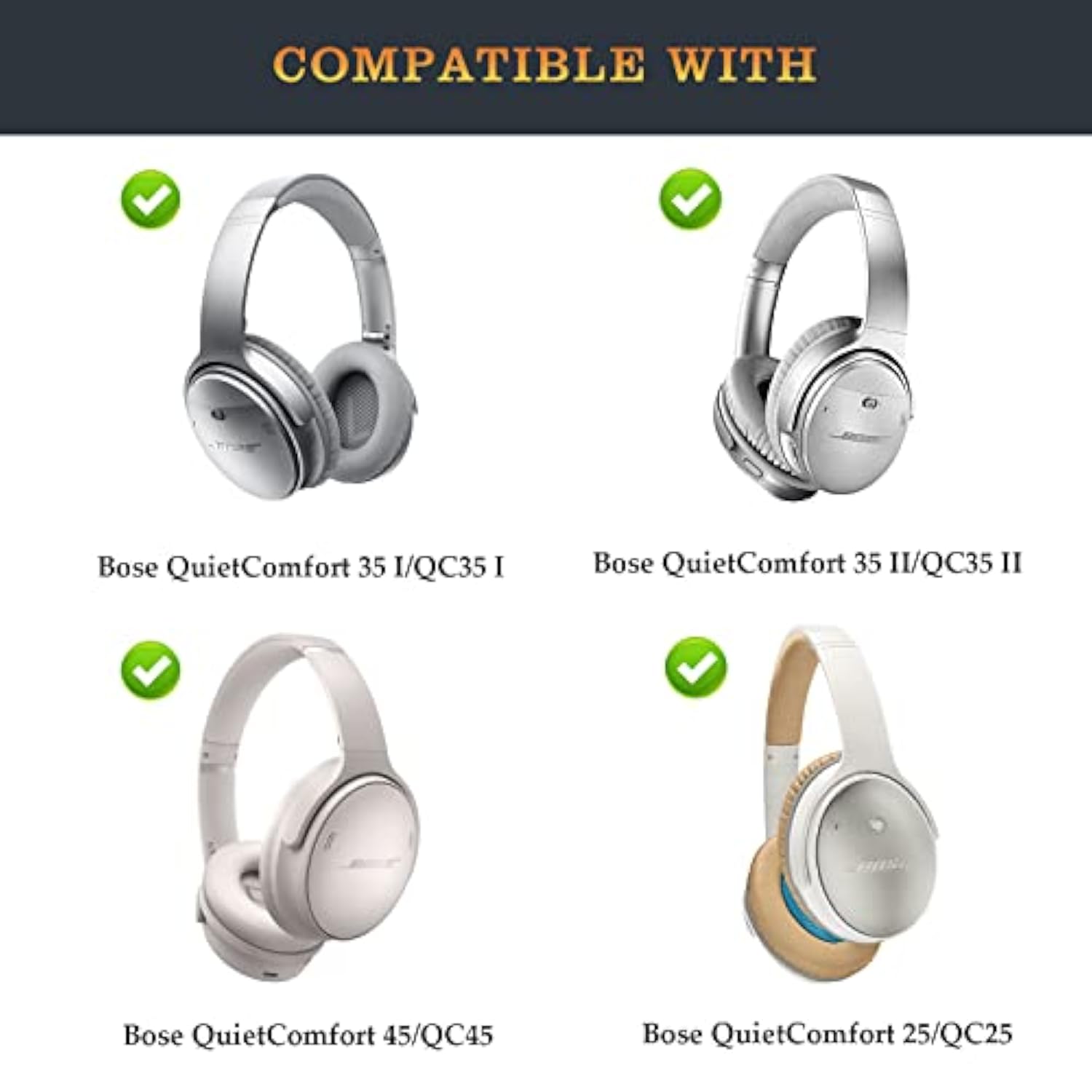 Qc35 Hinge As Same As The Oem Quietcomfort 35 Metal Hinge Swivel Replacement Parts Accessories Repair Kit Compatible With Bose Quietcomfort 35 I/Quietcomfort 35 Ii/Qc45/Qc25 Headphones (Silver)