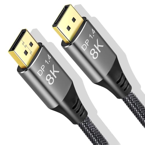 8K DisplayPort Cable 1.4 15ft / 5m, Ultra HD 4K 144Hz, 8K 60Hz, HBR3(7680x4320 Resolution) DP to DP, High Speed 32.4Gbps, Nylon Braided Long